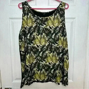 George Tank Top Sleeveless Leaves Yellow, Black,  & Green Size XXL